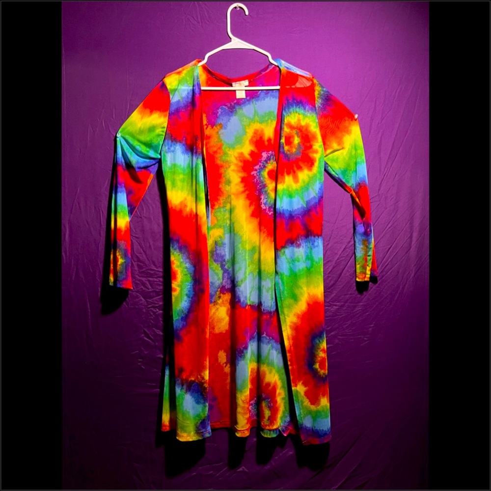Tie dye mesh cardigan